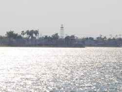 The lake and lighthouse as seen from the Clubhouse.