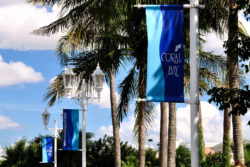 Coral Bay banners on the light poles at the North Bay Drive entrance.